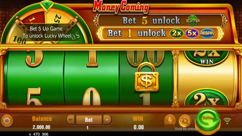 JILI Money Coming Slot Machine Single Payline and Multiplier Wheel